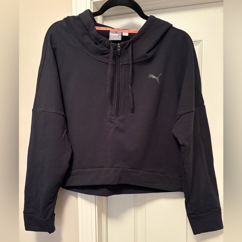 Puma Women's Black Crop Hoodie